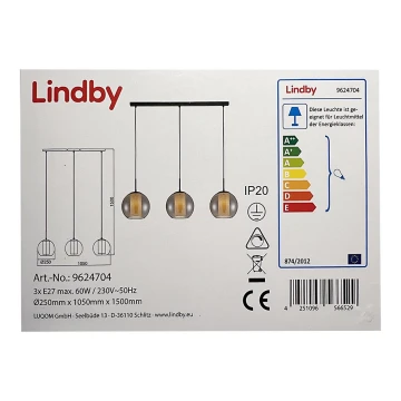 Lindby - Żyrandol na lince YELA 3xE27/60W/230V