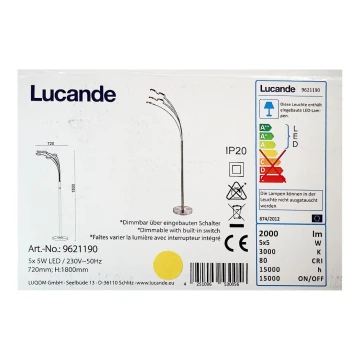 Lucande - LED Ściemnialna lampa podłogowa CATRIONA 5xLED/5W/230V