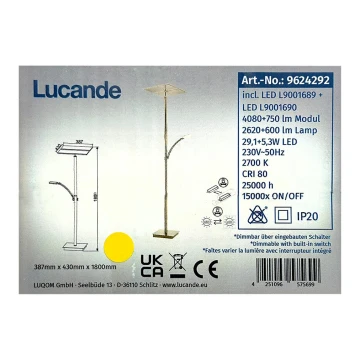 Lucande - LED Ściemnialna lampa podłogowa PARTHENA LED/29,1W/230V + LED/5,3W/230V