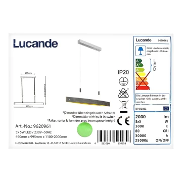 Lucande - LED Ściemnialny żyrandol na lince LIO 5xLED/5W/230V