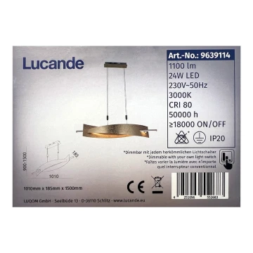 Lucande - LED Żyrandol ściemnialny na lince MARIJA LED/24W/230V