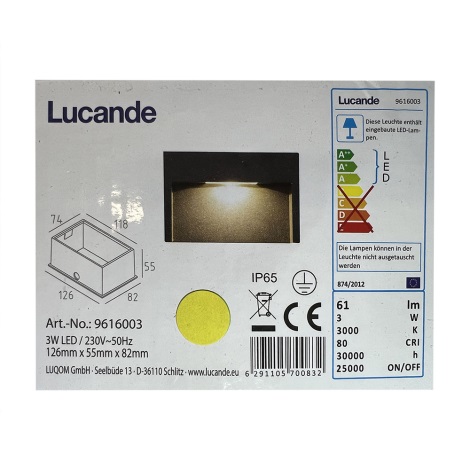 Lucande - Wbudowana lampa zewnętrzna LED MITJA LED/3W/230V IP65