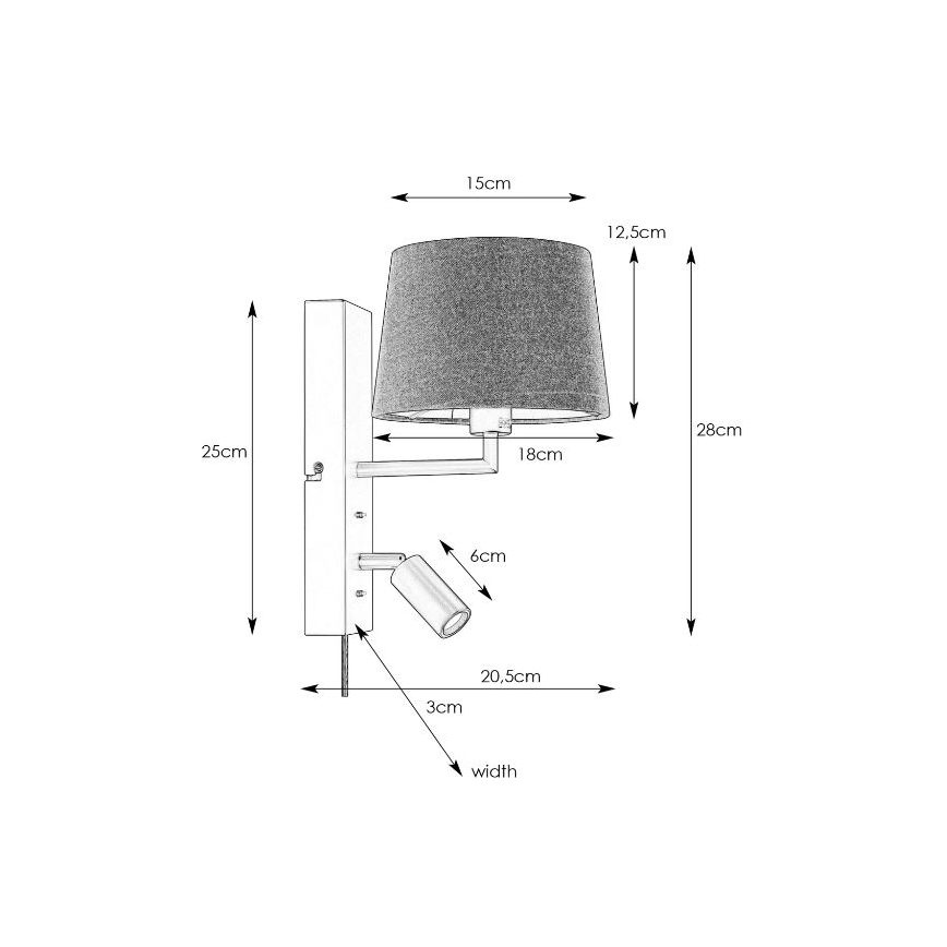 Markslöjd 108596 - LED Kinkiet z USB COMO 1xE14/40W/230V + LED/3W biały/chrom