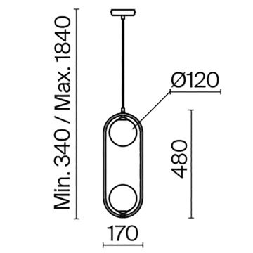 Maytoni MOD013PL-02BS1 - Żyrandol na lince RING 2xG9/25W/230V mosiądz