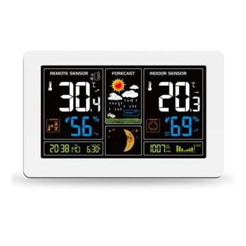 Meteostacja z LCD wyświetlaczem ładowana USB biała