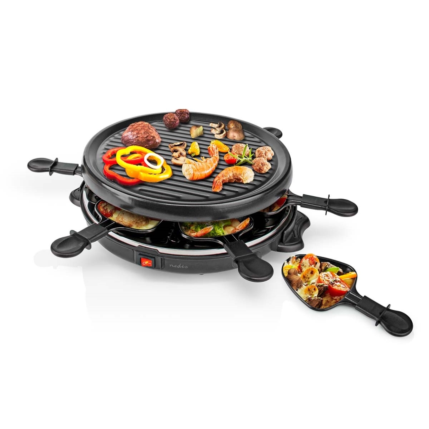 Nedis FCRA210FBK6 - Grill Raclette z akcesoriami 800W/230V