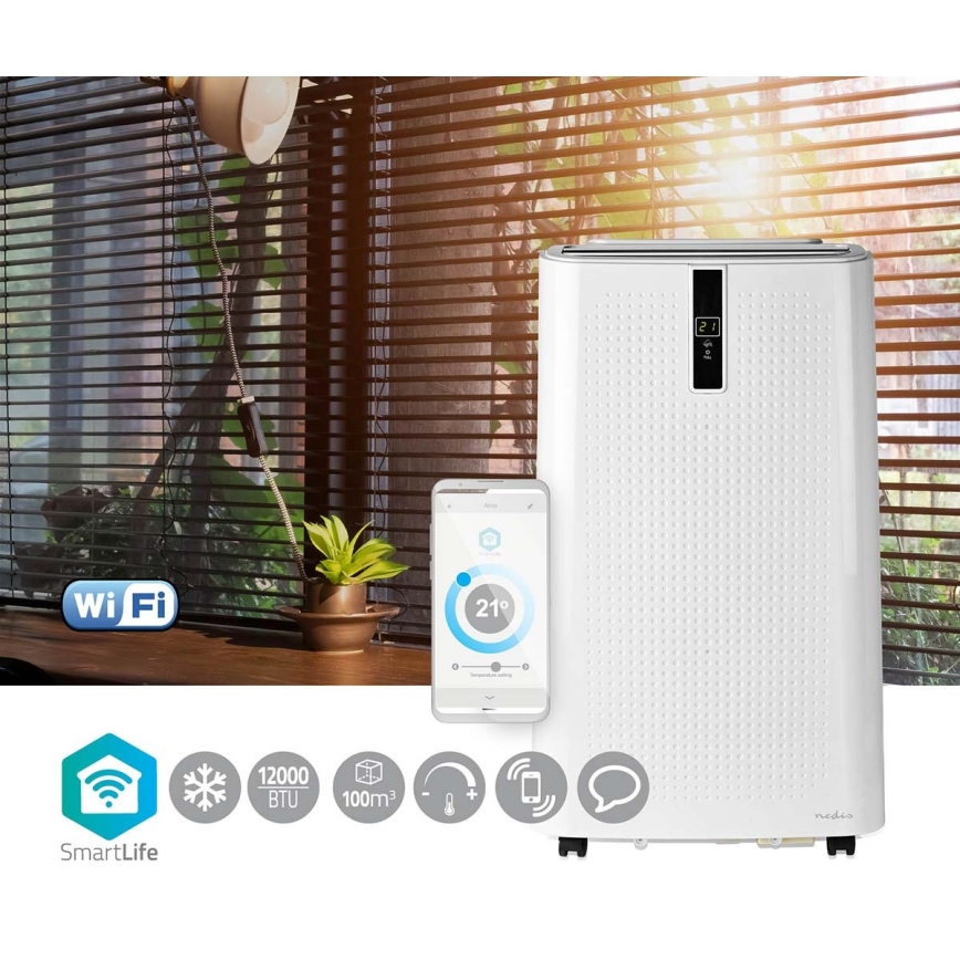 Inteligentna mobilna klimatyzacja 3w1 wraz z kompletnymi akcesoriami 1357W/230V 12000 BTU Wi-Fi + zdalne sterowanie