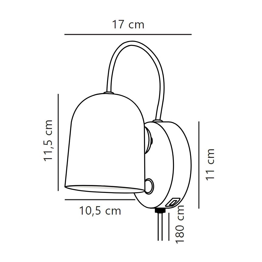 Nordlux - Kinkiet punktowy z USB port ANGLE 1xGU10/25W/230V biały