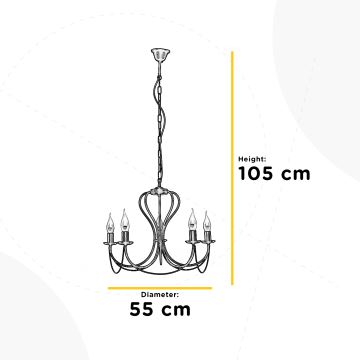 ONLI - Żyrandol na łańcuchu CANDELA 5xE14/6W/230V brąz