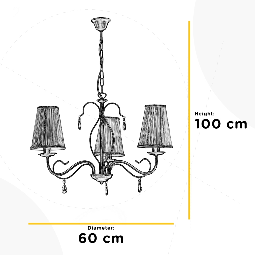 ONLI - Żyrandol na łańcuchu DELIA 3xE14/6W/230V