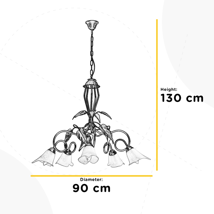 ONLI - Żyrandol na łańcuchu MIRANDA 5xE14/6W/230V