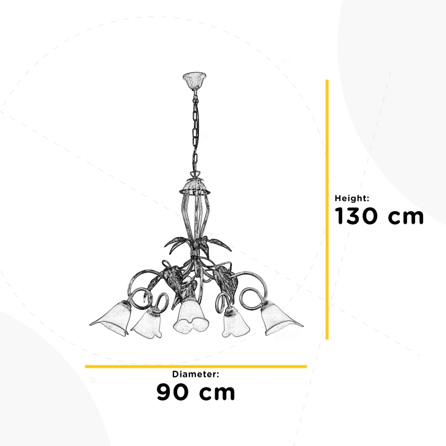 ONLI - Żyrandol na łańcuchu VANDA 5xE14/6W/230V