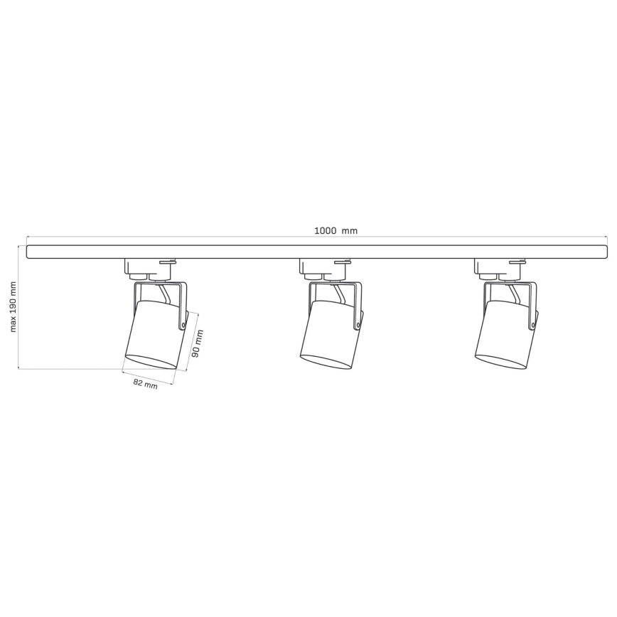 Oświetlenie punktowe do systemu szynowego MINOR 3xGU10/10W/230V + 1 m system szynowy biały