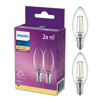 PACK 2x LED Żarówka Philips B35 E14/2W/230V 2700K