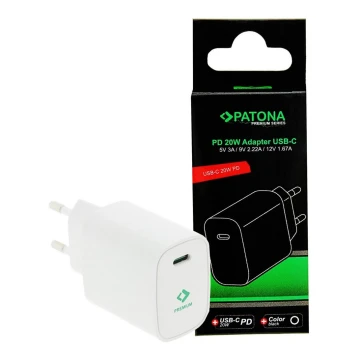 PATONA - Adapter do ładowania USB-C Power delivery 20W/230V biały