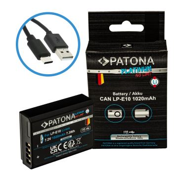 PATONA - Akumulator Canon LP-E10 1020mAh Li-Ion Platinum USB-C ładowanie