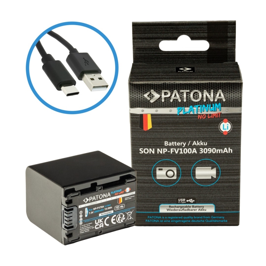 PATONA - Akumulator Sony NP-FV100 3090mAh Li-Ion Platinum USB-C ładowanie