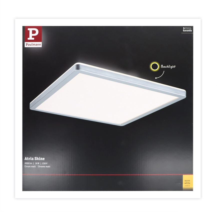 Paulmann 70994 - LED/16W Panel natynkowy ATRIA 230V 3000K 29,3x29,6 cm matowy chrom