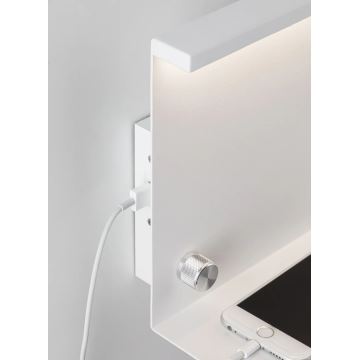 Paulmann 78916 - LED/4,5W Oświetlenie ściemnialne z półką i USB JARINA 230V białe