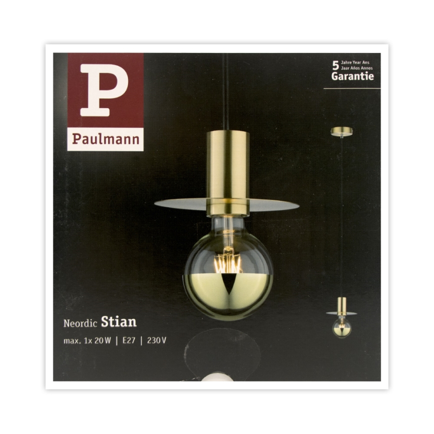 Paulmann 79726 - 1xE27/20W Żyrandol na lince STIAN 230V