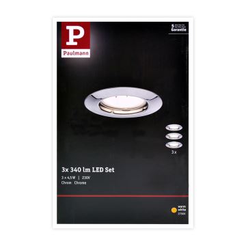 Paulmann 93657 - ZESTAW 3x LED/GU10/4,5W Oprawa wpuszczana 230V