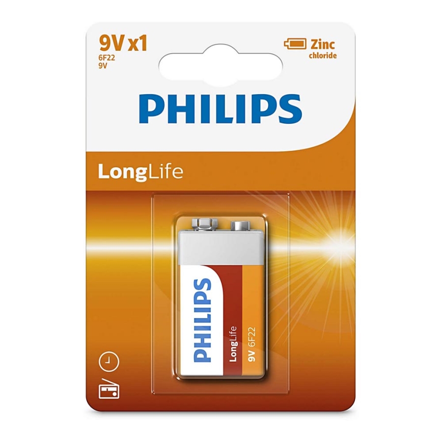 Philips 6F22L1B/10 - Bateria Cynkowo-chlorkowa 6F22 LONGLIFE 9V 150mAh