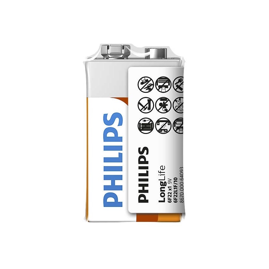 Philips 6F22L1F/10 - Bateria Cynkowo-chlorkowa 6F22 LONGLIFE 9V 150mAh