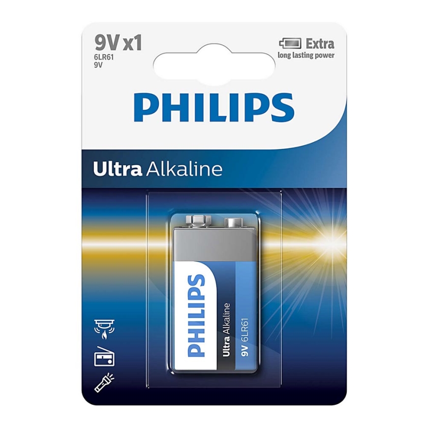 Philips 6LR61E1B/10 - Bateria alkaliczna 6LR61 ULTRA ALKALINE 9V 600mAh