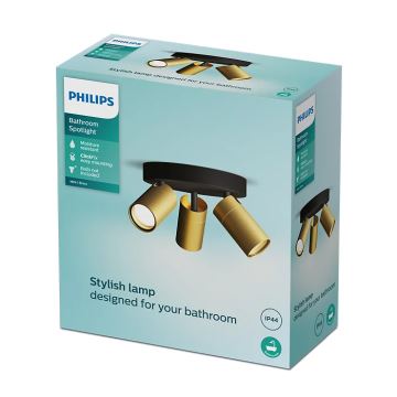 Philips - Łazienkowe oświetlenie punktowe IDRIS 3xGU10/5W/230V IP44 czarne/złote