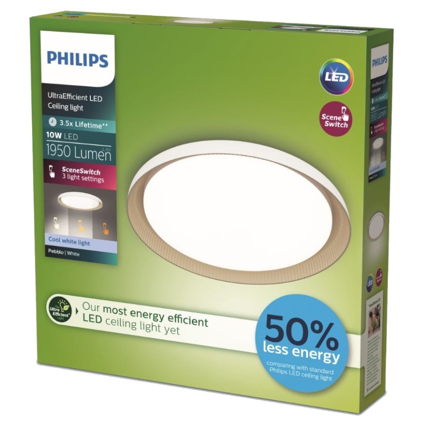 Philips - LED Plafon ściemnialny PEBBLO SCENE SWITCH LED/10W/230V 4000K biały