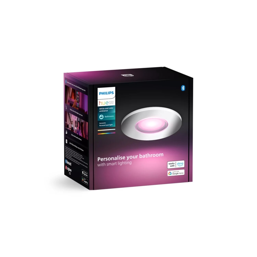 Philips - LED RGBW Ściemnialna łazienkowa oprawa wpuszczana Hue XAMENTO 1xGU10/4,2W/230V 2000-6500K IP44