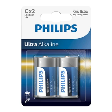 Philips LR14E2B/10 - 2 szt. Bateria alkaliczna C ULTRA ALKALINE 1,5V 7500mAh