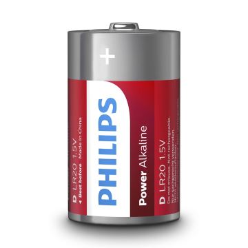 Philips LR20P2B/10 - 2 ks Bateria alkaliczna D POWER ALKALINE 1,5V 14500mAh