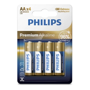 Philips LR6M4B/10 - 4 ks Bateria alkaliczna AA PREMIUM ALKALINE 1,5V 3200mAh