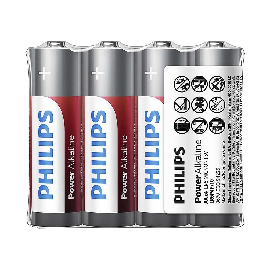 Philips LR6P4F/10 - 4 szt. Bateria alkaliczna AA POWER ALKALINE 1,5V 2600mAh