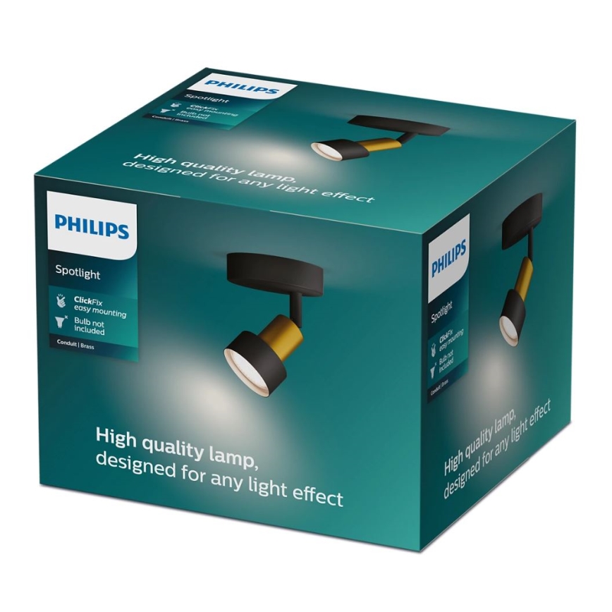 Philips - Oświetlenie punktowe CONDUIT 1xGU10/5W/230V czarne/mosiądz