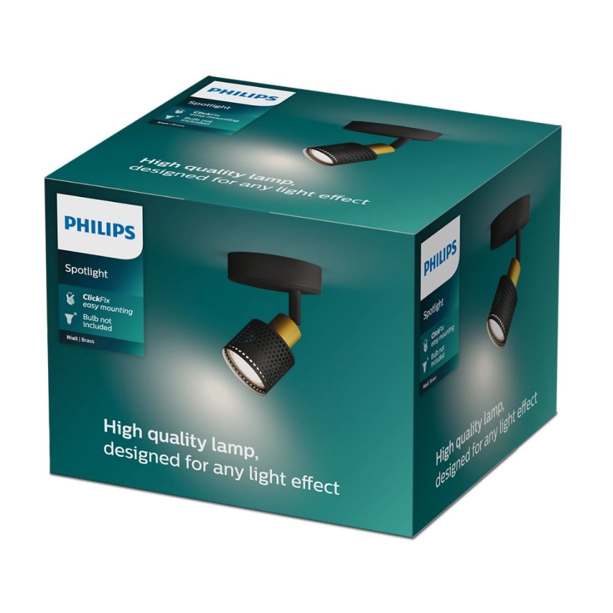 Philips - Oświetlenie punktowe NIALL 1xGU10/5W/230V czarne/mosiądz