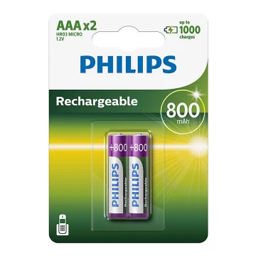 Philips R03B2A80/10 - 2 szt.  Bateria ładowalna AAA MULTILIFE NiMH/1,2V/800 mAh