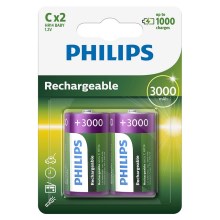 Philips R14B2A300/10 - 2 szt. Bateria ładowalna C MULTILIFE NiMH/1,2V/3000 mAh