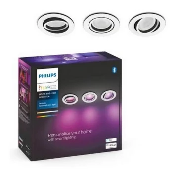 Philips - SET 3x LED RGB Ściemniane oświetlenie wpuszczane Hue CENTURA 1xGU10/5,7W/230V 2000-6500K