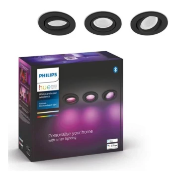 Philips - SET 3x LED RGB Ściemniane oświetlenie wpuszczane Hue CENTURA 1xGU10/5,7W/230V 2000-6500K