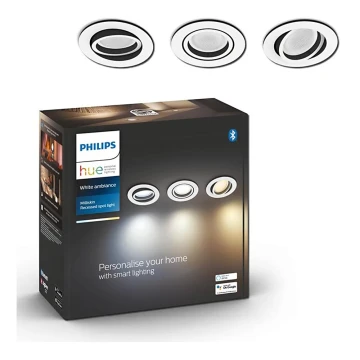 Philips - SET 3x LED Ściemniane oświetlenie wpuszczane Hue MILLISKIN 1xGU10/5,7W/230V 2200-6500K