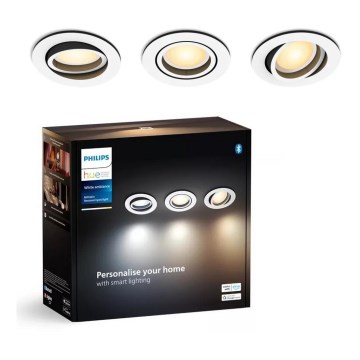 Philips - ZESTAW 3x LED Ściemnialna oprawa wpuszczana Hue MILLISKIN 1xGU10/4,2W/230 2200-6500K