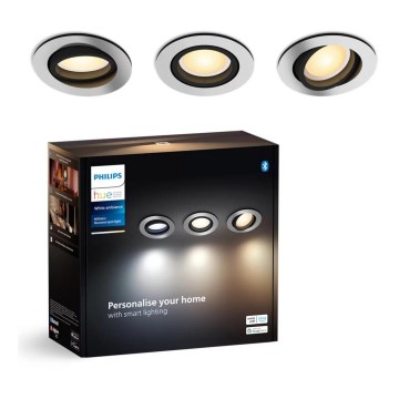 Philips - ZESTAW 3x LED Ściemnialna oprawa wpuszczana Hue MILLISKIN 1xGU10/4,2W/230 2200-6500K