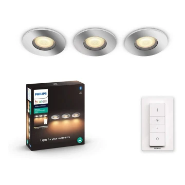 Philips - ZESTAW 3x LED Ściemnialne oświetlenie łazienkowe Hue ADORE 1xGU10/5W/230V IP44 + pilot