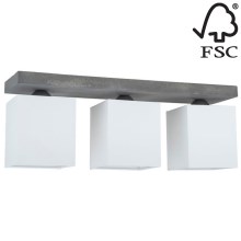 Plafon GREAT 3xE27/25W/230V beton - certyfikat FSC