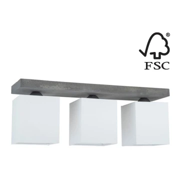 Plafon GREAT 3xE27/25W/230V beton - certyfikat FSC