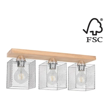 Plafon NORMAN WOOD 3xE27/25W/230V matowy dąb - certyfikat FSC