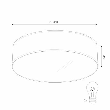 Plafon SIRJA 2xE27/60W/230V śr. 45 cm beżowy