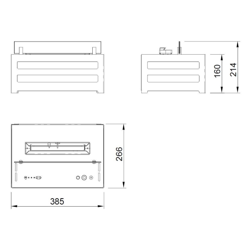 Planika - BIO Kominek z pilotem 20,8x38,5 cm 2,5kW/230V czarny